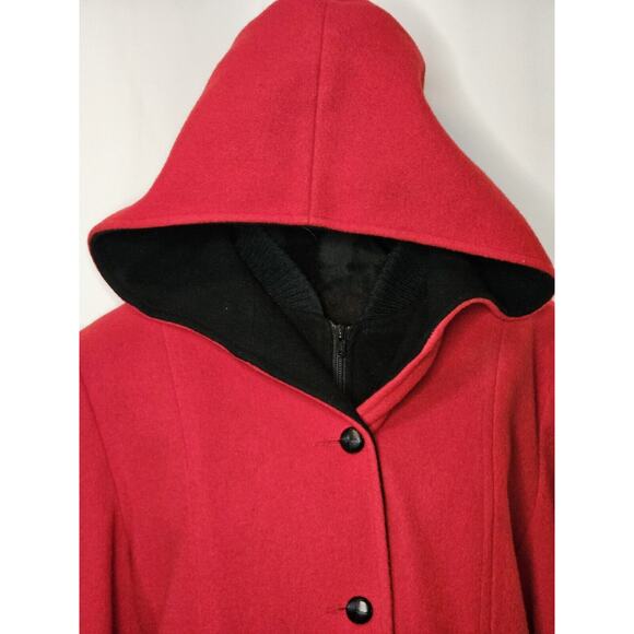 Authentic Mackintosh Vest Coat Wool Size 12 Vintage Made USA Hooded Red/Black - Picture 3 of 14
